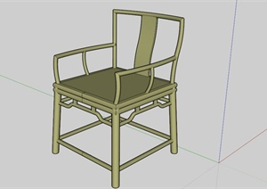 古典中式线条简洁椅子SU(草图大师)模型