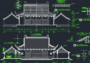 古典中式单层财神殿建筑设计CAD施工图