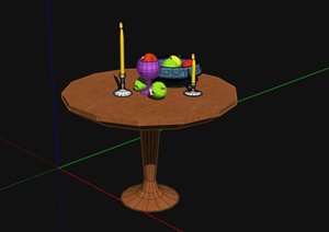 圆形木质咖啡桌SU(草图大师)模型