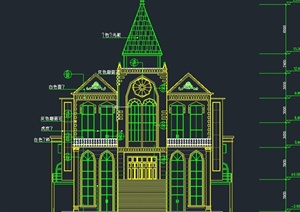 欧式风格两层基督教堂建筑设计CAD施工图