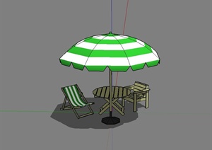 某现代沙滩户外三桌椅设计SU(草图大师)模型