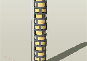 圆形景观灯柱设计SU(草图大师)模型