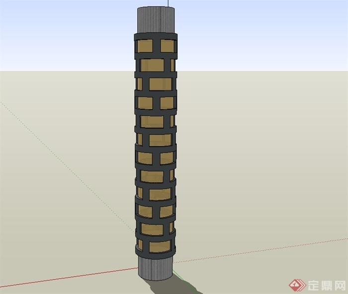 圆形景观灯柱设计SU模型(2)