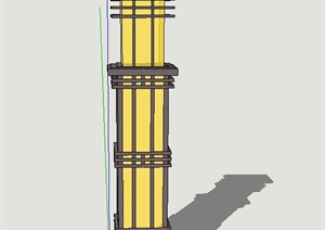 方形景观庭院灯柱设计SU(草图大师)模型