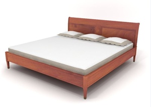 某现代卧室三人床设计3d模型