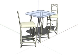 现代双人桌椅设计SU(草图大师)模型