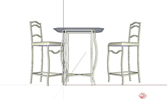 现代双人桌椅设计SU模型(3)