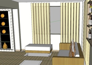 现代小户型两居室室内设计SU(草图大师)模型
