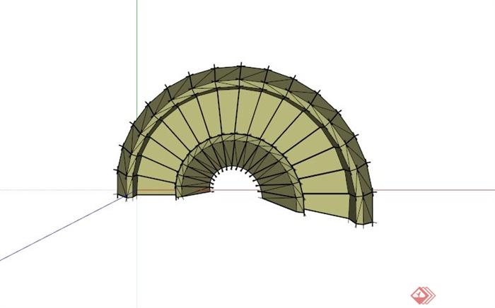 现代旋转楼梯设计SU模型(2)