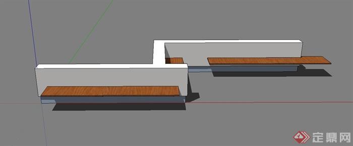 户外条形坐凳设计SU模型(2)