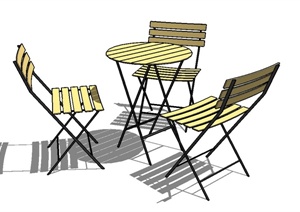 三个木质桌椅设计SU(草图大师)模型