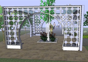 园林景观节点亭子廊架组合设计SU(草图大师)模型