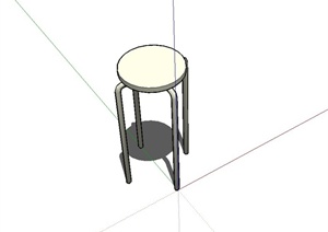 某现代风格圆形四角凳子设计SU(草图大师)模型