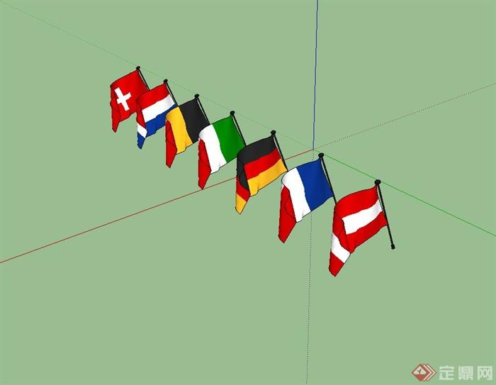 七种不同的国旗设计su模型(2)