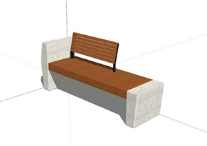 现代石材木条靠背椅子设计SU(草图大师)模型