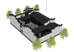 古典中式合院民宅设计SU(草图大师)模型