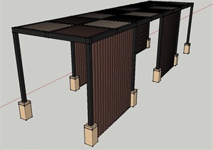 木质条形廊架设计SU(草图大师)模型