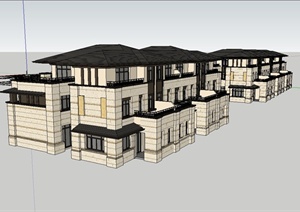 新古典联排别墅建筑设计SU(草图大师)模型