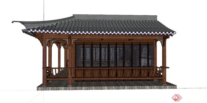 古典中式别院设计木建筑SU模型(5)