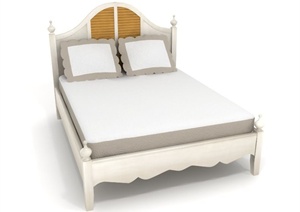 某卧室简欧风格双人床设计3d模型
