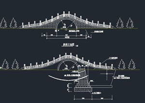 园林景观古典中式石拱桥设计CAD施工图