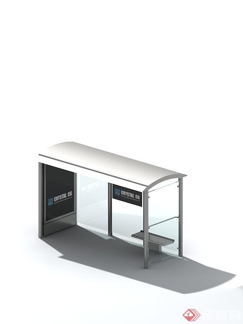 关系的公交车站候车廊架设计3DMAX模型(1)