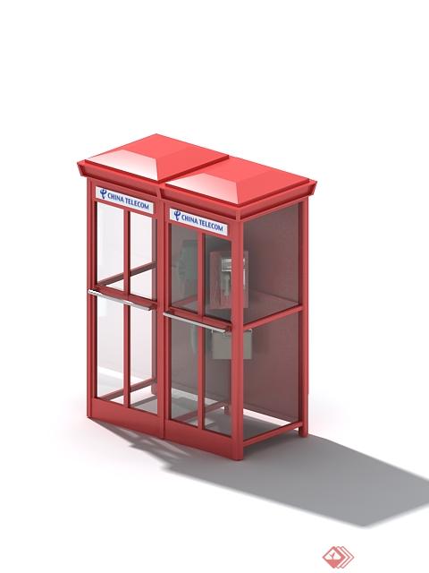 带灯箱电话亭设计3DMAX模型(1)