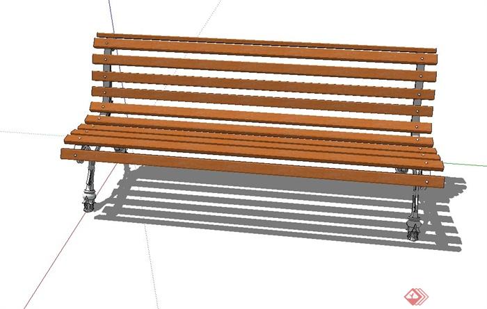 防腐木长条座椅设计su模型(3)