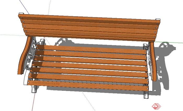 户外木质铁艺座椅设计SU模型(3)