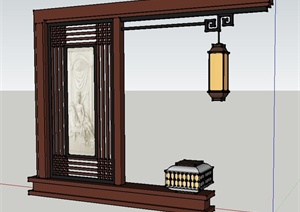 中式风格壁灯设计SU(草图大师)模型