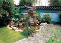 景石假山,庭院景观,自然石水池,围墙