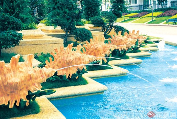 海螺吐水雕塑,海螺雕塑,喷泉水池