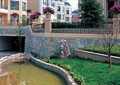 小区水池,石墙,草坪