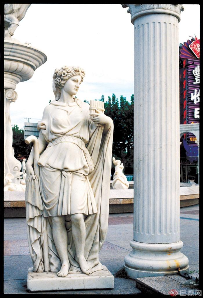 人物雕塑,罗马柱,圆柱