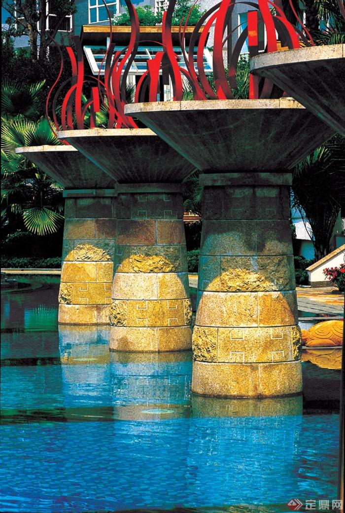 景观柱,水池
