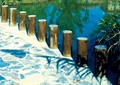木桩围栏,水池