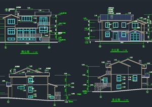 两层坡屋顶住宅建筑设计CAD施工图
