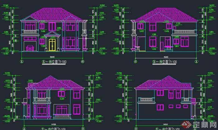 两层欧式风格别墅建筑设计CAD施工图(1)