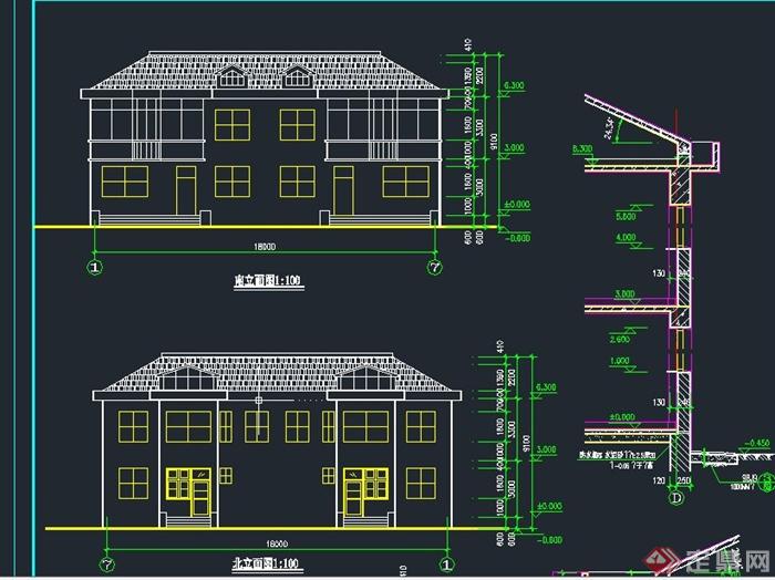 两层办公建筑设计CAD施工图(1)