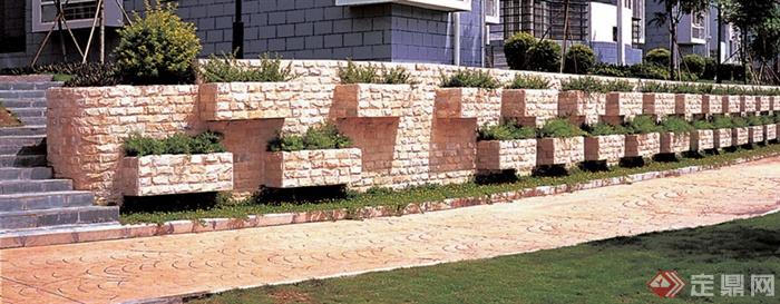 景墙设计,石材景墙,种植池设计