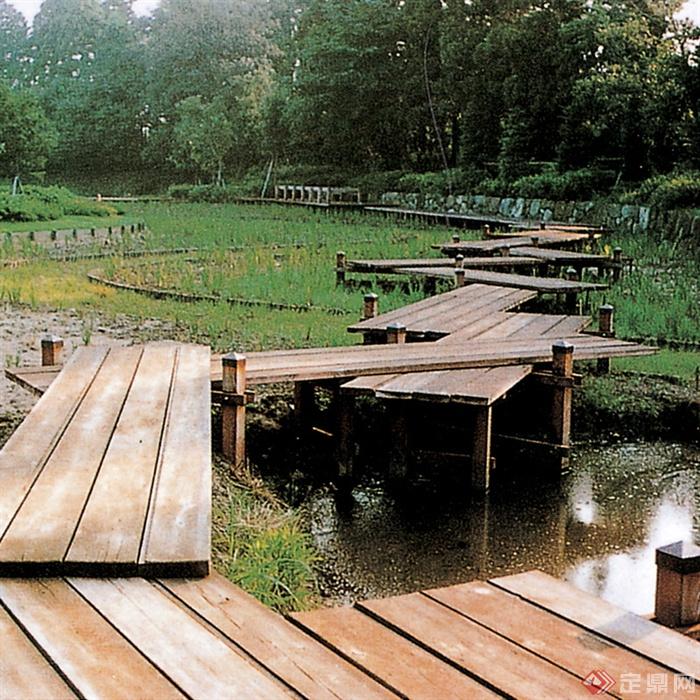 木栈道桥,木桥,湿地景观,木平台