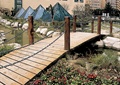 木桥,木平台,栏杆围栏,水池景观