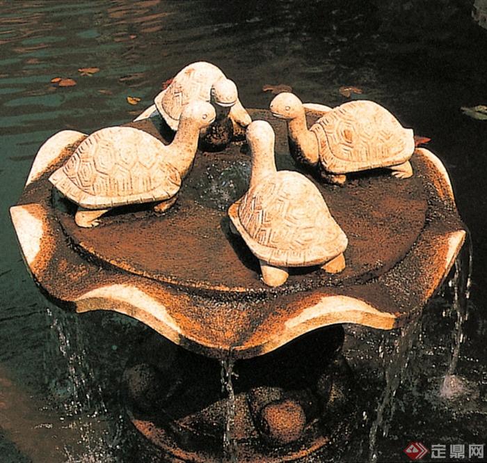 水池景观,雕塑小品,乌龟雕塑