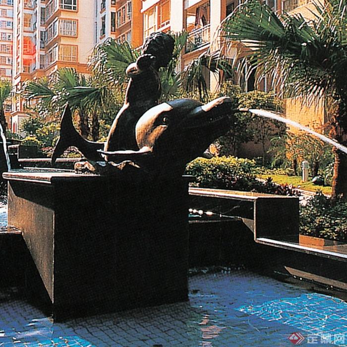 喷水雕塑,喷水柱,雕塑小品,水池景观