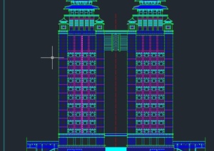 某双层双子商业大楼建筑设计CAD图