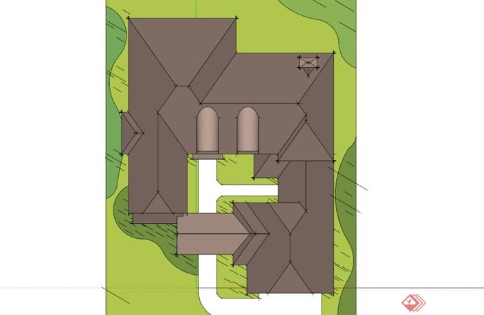 欧式乡村别墅设计SU模型素材(2)