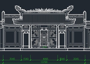 古典中式单层祠堂建筑设计CAD方案图