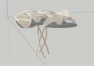 现代钢架结构廊架设计SU(草图大师)模型