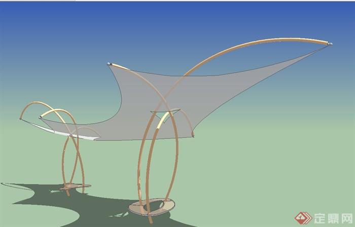 园林景观节点现代张拉膜设计SU模型(3)