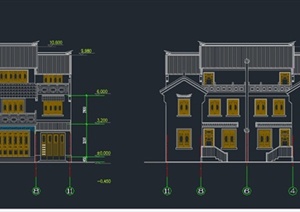 古典中式三层精致别墅建筑设计CAD方案图